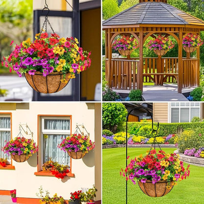 Simulated Hanging Flower Basket No Watering. No Wilting. Just Perfect Blooms