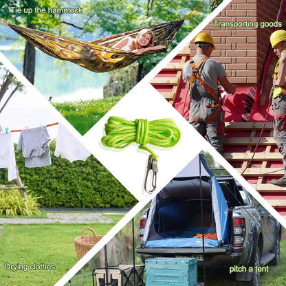 Retractable Buckle Rope - 2026 Outdoor Tool-Neon Visible Outdoor Cord for Camping, Hammock, Laundry, Cargo Transport