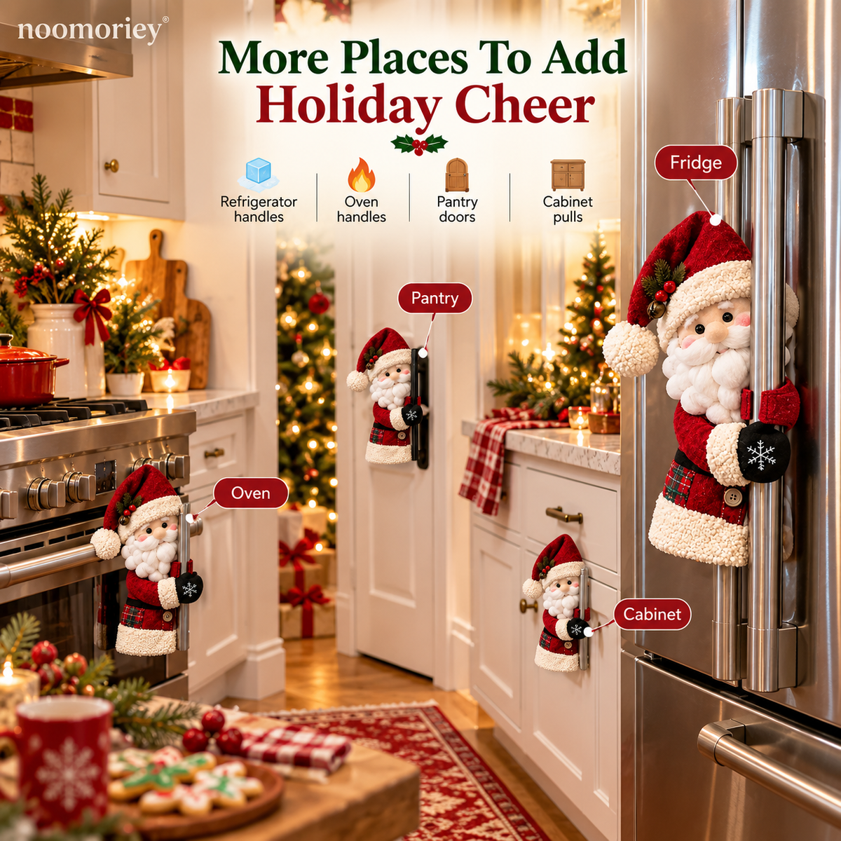 Santa & Snowman Christmas Handle Decor Set