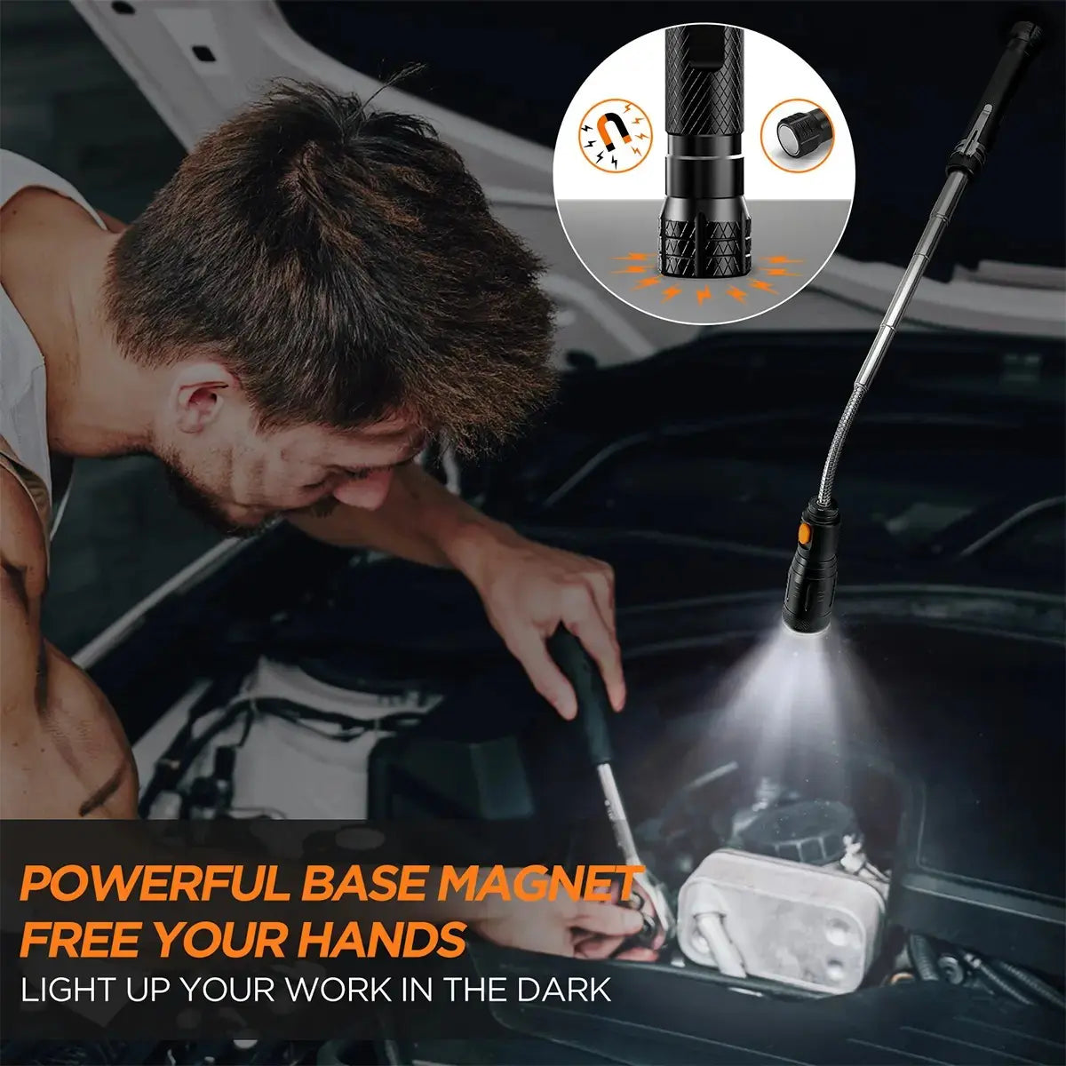 Extendable Magnetic Pickup Tool with LED Light Telescoping, Perfect Gift for Dad