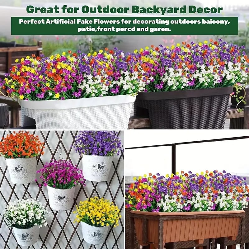 UV Resistant Artificial Flowers Fade-Free & Colorful for Garden, Patio, Home Decor