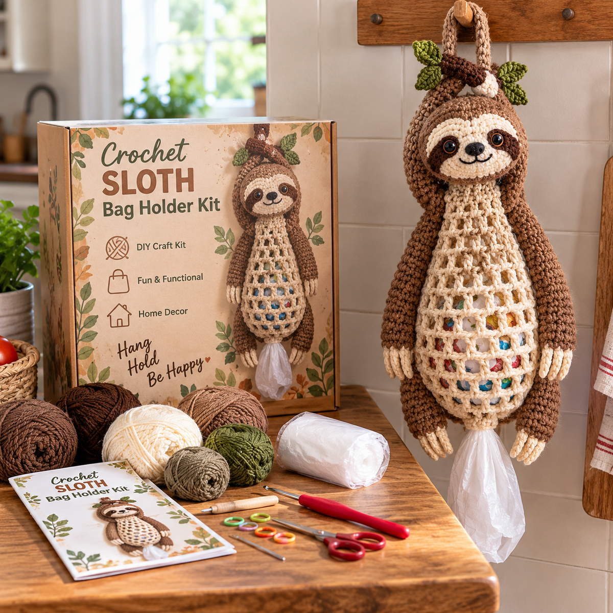 Crochet Animal Bag Holder DIY Kit 8 Adorable Animals, One Fun & Functional Kitchen Companion!