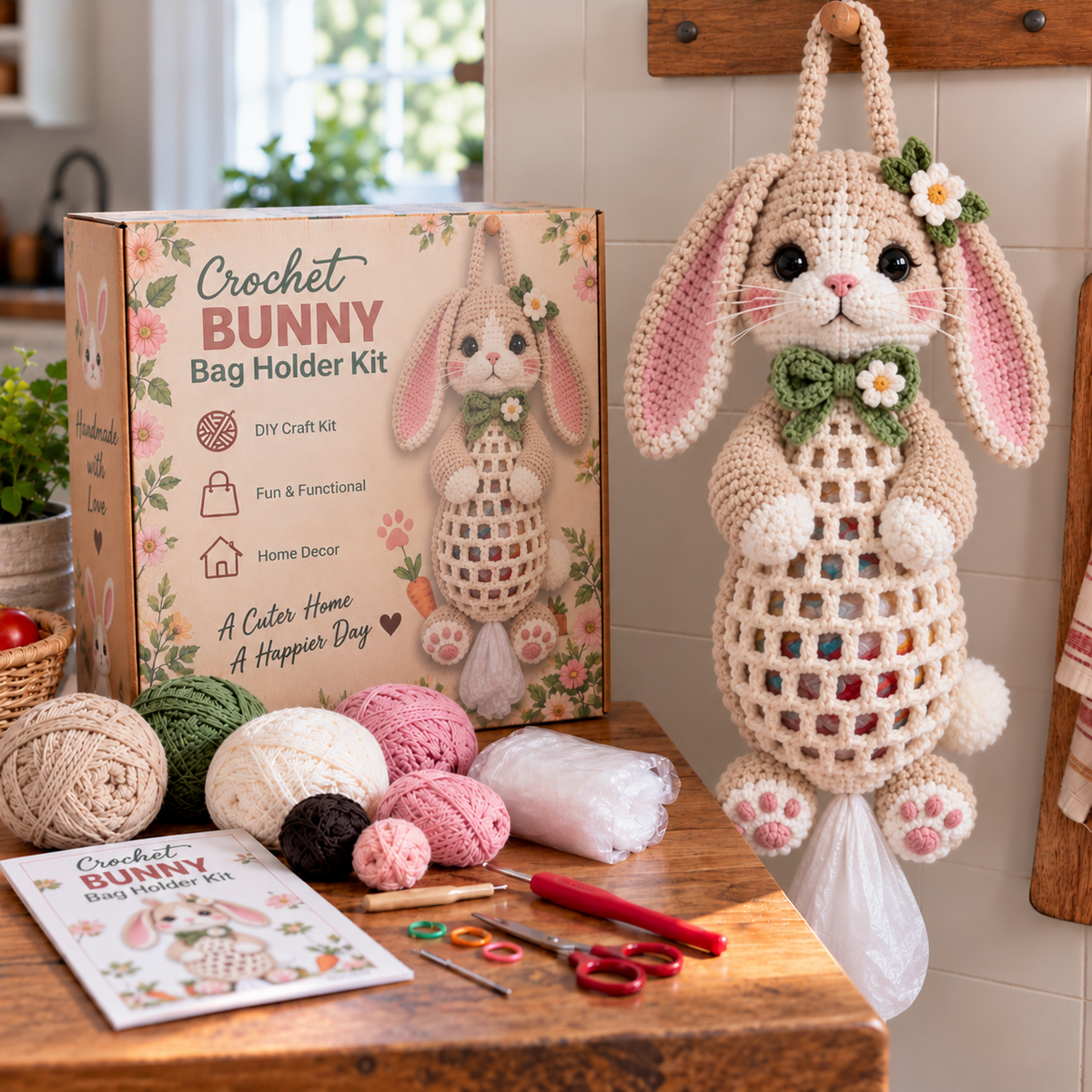 Crochet Animal Bag Holder DIY Kit 8 Adorable Animals, One Fun & Functional Kitchen Companion!