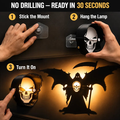 Grim Reaper Shadow Projection Wall Light No-Drill Halloween Decor