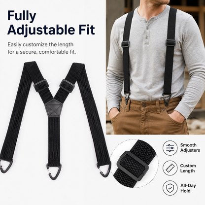 Heavy-Duty Men s Suspenders with Hook Clips Adjustable X/Y-Back Work Suspenders