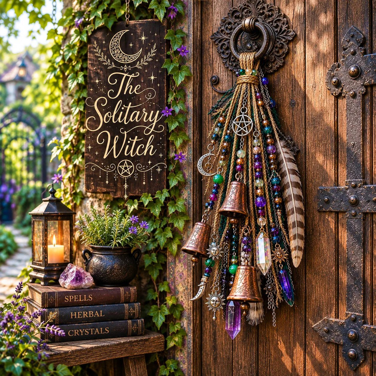 Witchy Door Charm | Bells, Crystals & Celestial Hanging Decor