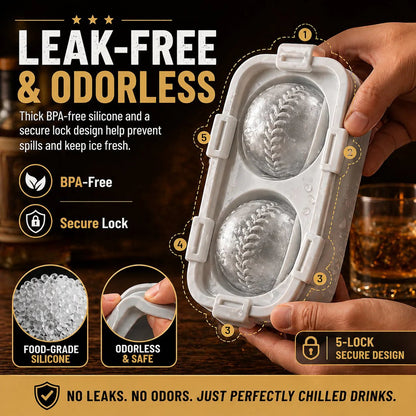Baseball Ice Mold Slow Melting Silicone Sphere Tray for Whiskey, Cocktails & More