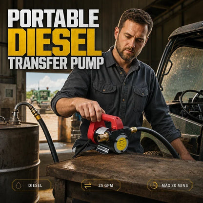 NOW! Diesel Transfer Pump 25GPM Flow Move Fuel Fast for Farms, Garages & Job Sites