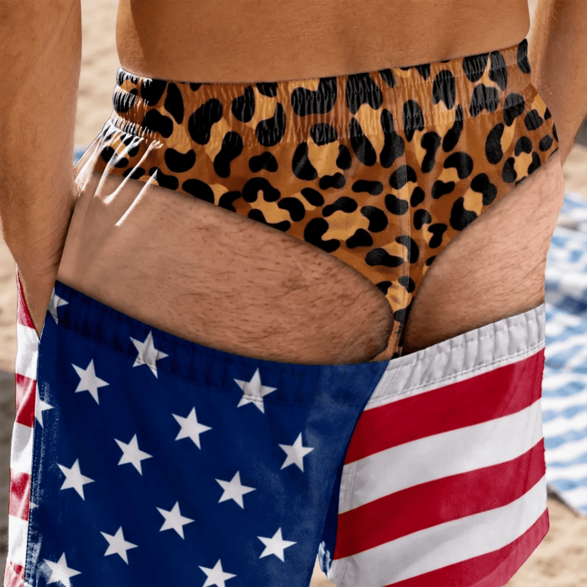 Funny Patriotic Men Swim Trunks - Personalized Birthday Gifts For Husband, Son, Grandson, Brother, Grandpa, Dad