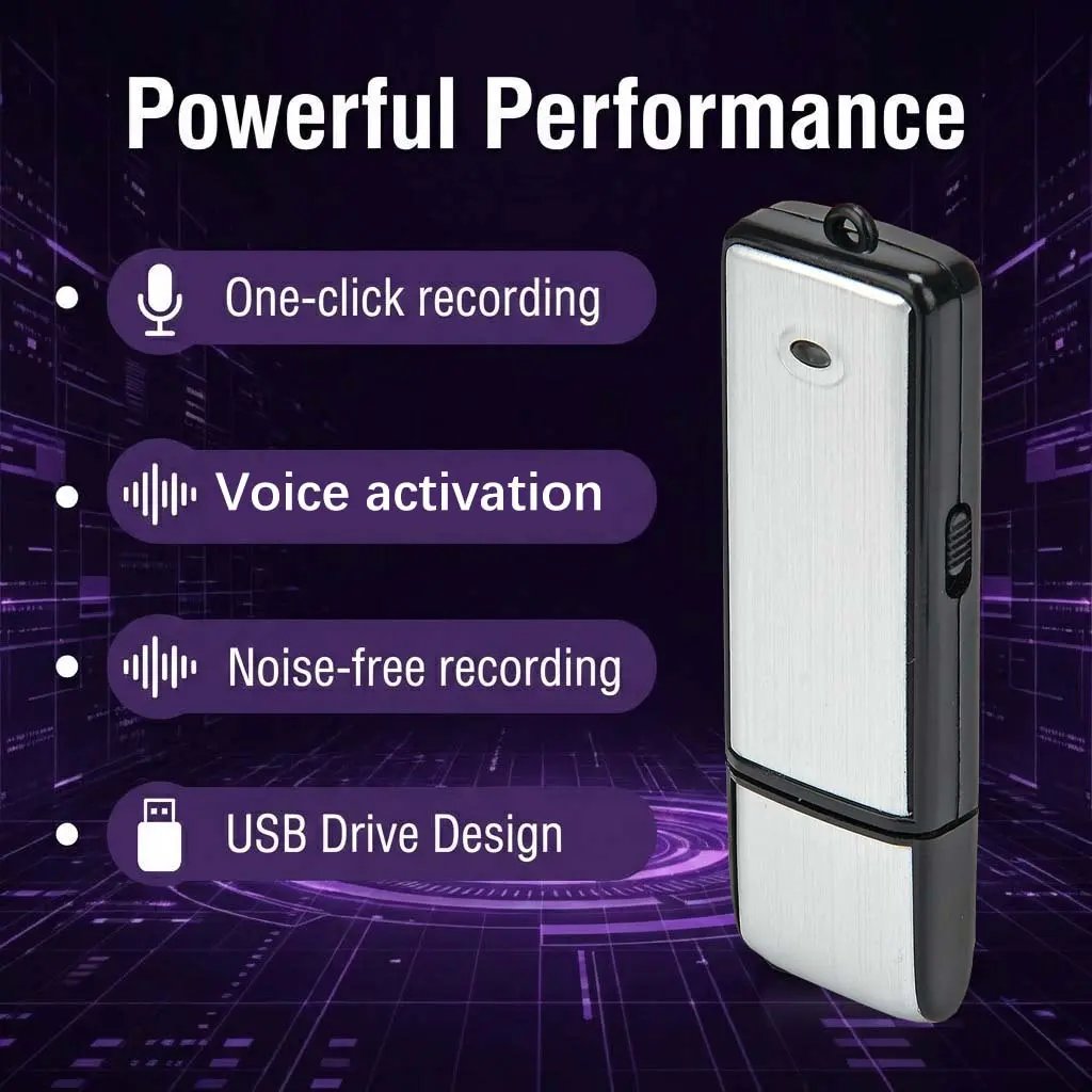 USB Flash Drive Voice Recorder 2-in-1 Voice Activated, Smart Noise Reduction, Auto File Save