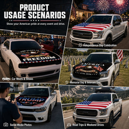 Patriotic American Flag Car Hood Cover
