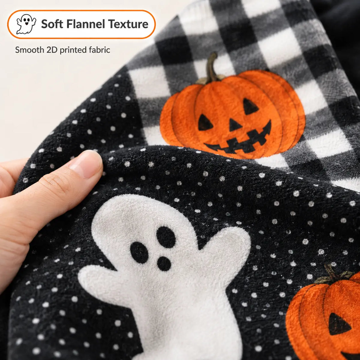 Halloween Pumpkin Ghost Blanket Cozy Spooky Throw for Fall Movie Nights, Sofa & Bed