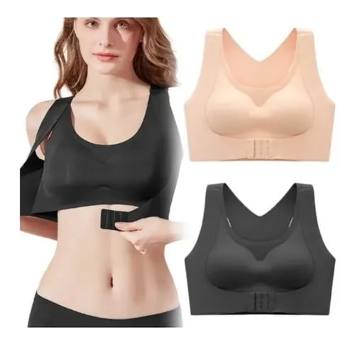 NOW! Front Closure Cross-Back Wireless Posture Bra Ultra Push-Up, All-Day Comfort & Natural Lift for a Slimmer