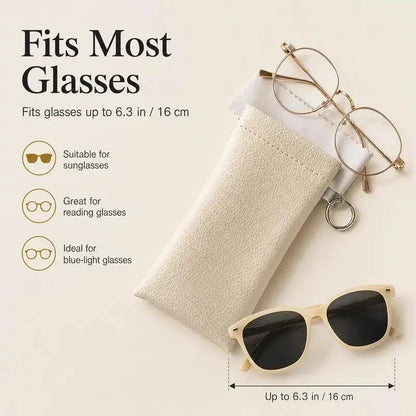 Elastic Opening PU Leather Sunglasses Pouch Soft Portable Anti Scratch Eyeglasses Storage Protective Bag