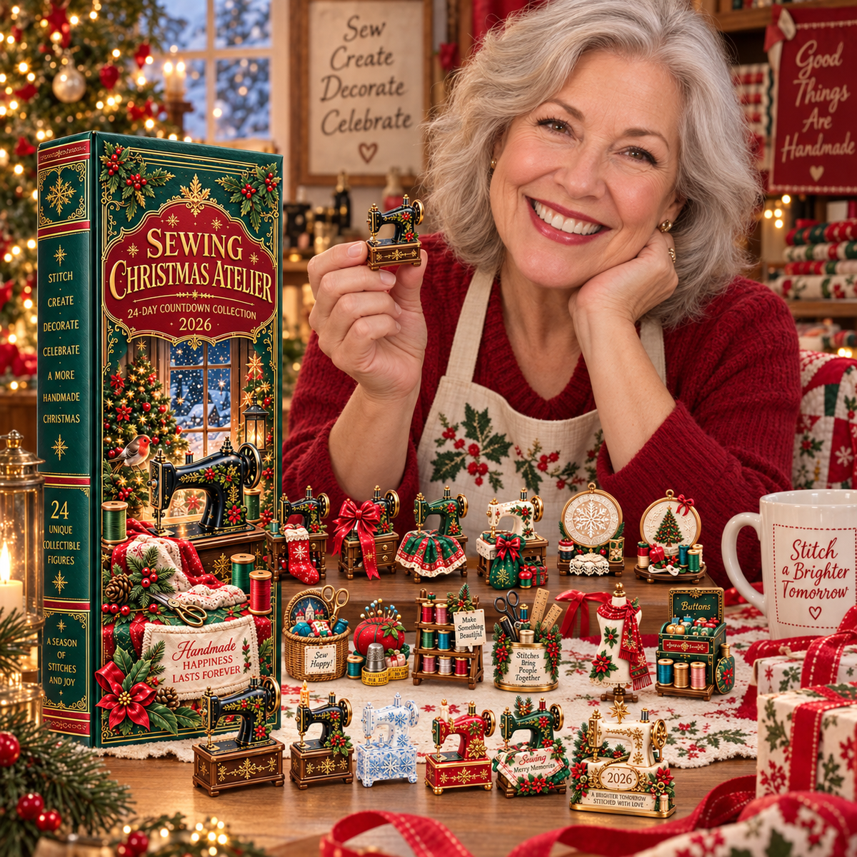 Sewing Christmas Atelier 2026 24-Day Countdown Collection with 24 Unique Sewing & Quilting Miniatures