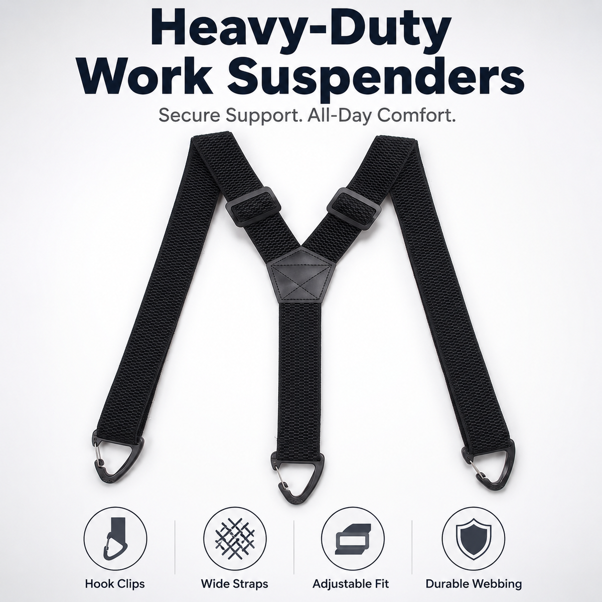 Heavy-Duty Men s Suspenders with Hook Clips Adjustable X/Y-Back Work Suspenders