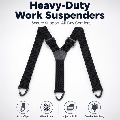Heavy-Duty Men s Suspenders with Hook Clips Adjustable X/Y-Back Work Suspenders