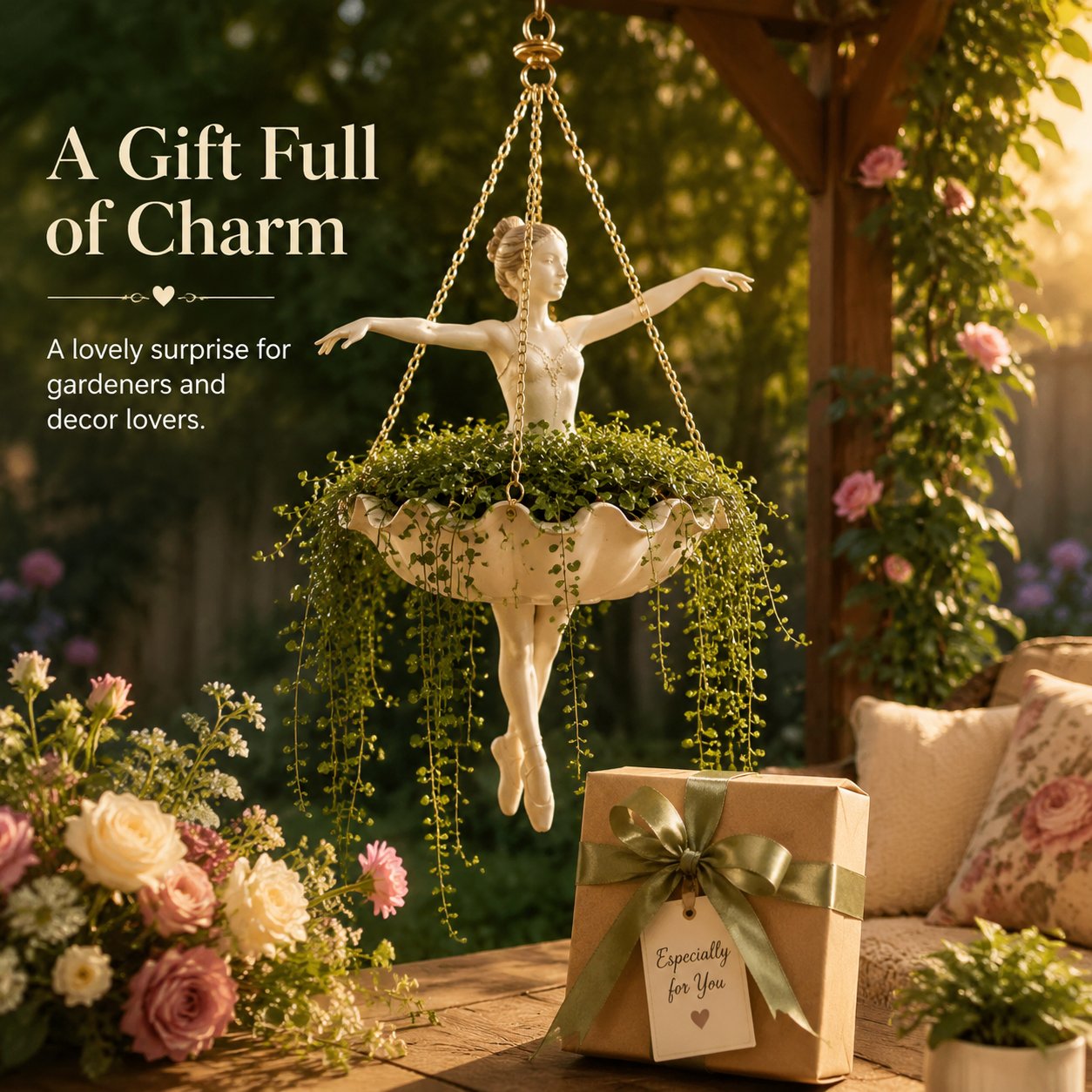 Ballet Dancer Hanging Planter