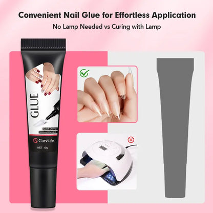 Newly Upgraded 15g Quick-Drying Semi-Solid Nail Glue with 15ml Remover
