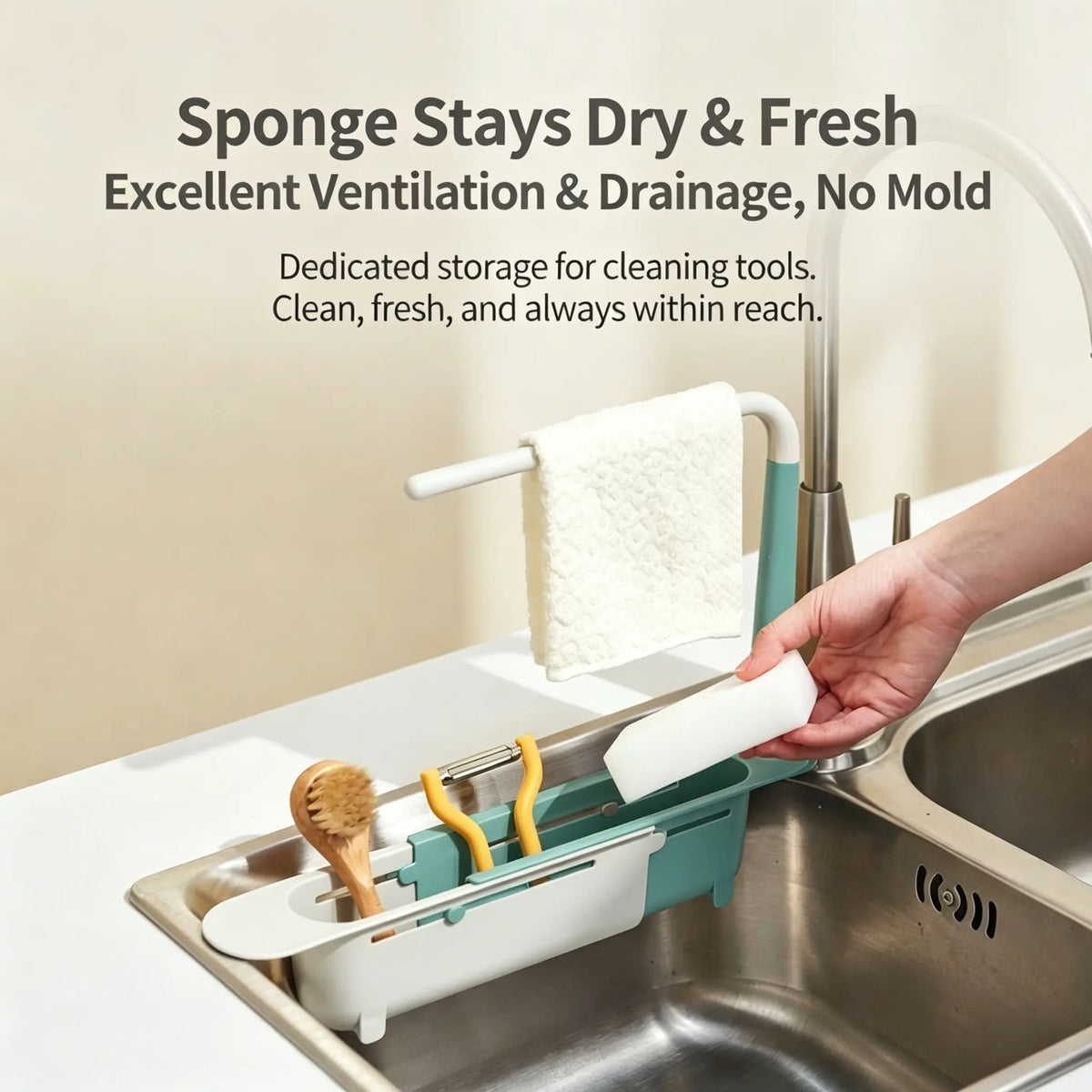 Extendable Sink Organizer with Towel Rack