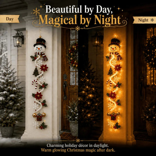 MerryCascade Glowing Christmas Door Hanger | 6 Festive Lighted Designs with Warm Glow
