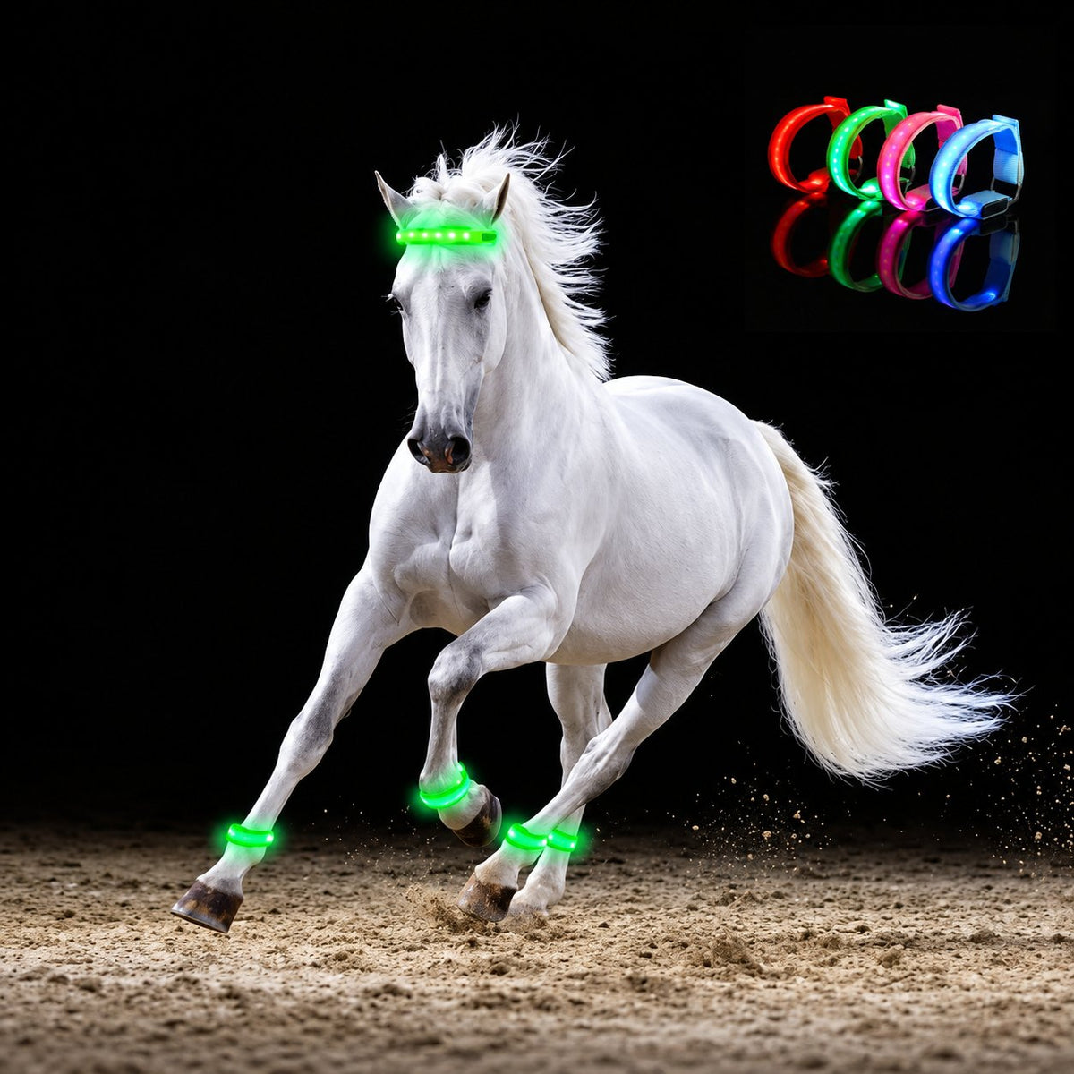 Horse LED Leg Straps 4 Pack | Rechargeable-Look Night Riding Safety Lights