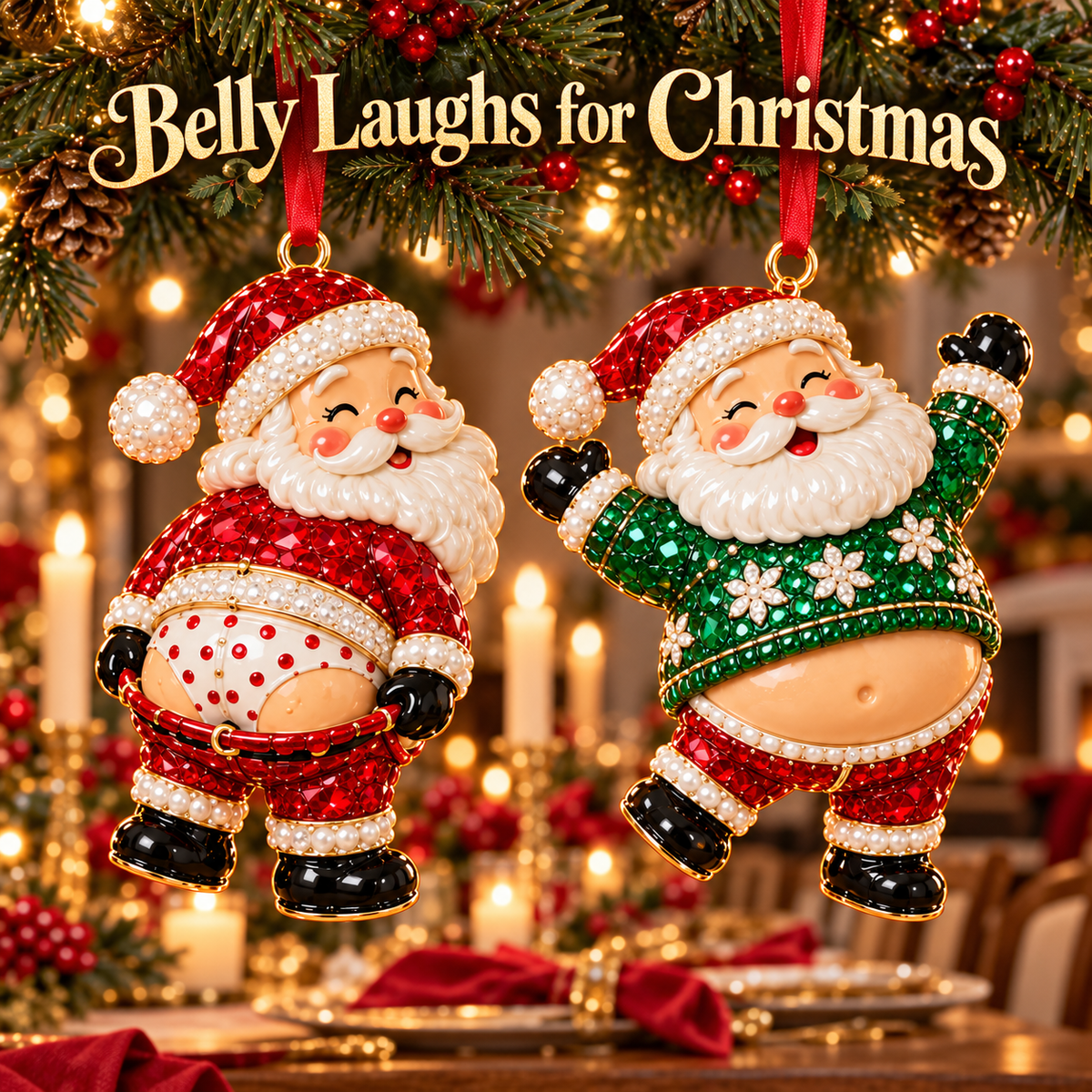 Santa s Off-Duty Christmas Ornaments 8 Funny Holiday Keepsake Designs