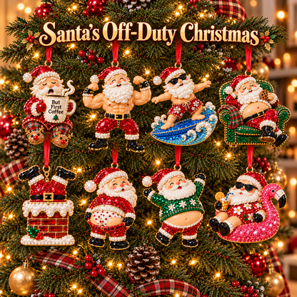 Santa s Off-Duty Christmas Ornaments 8 Funny Holiday Keepsake Designs