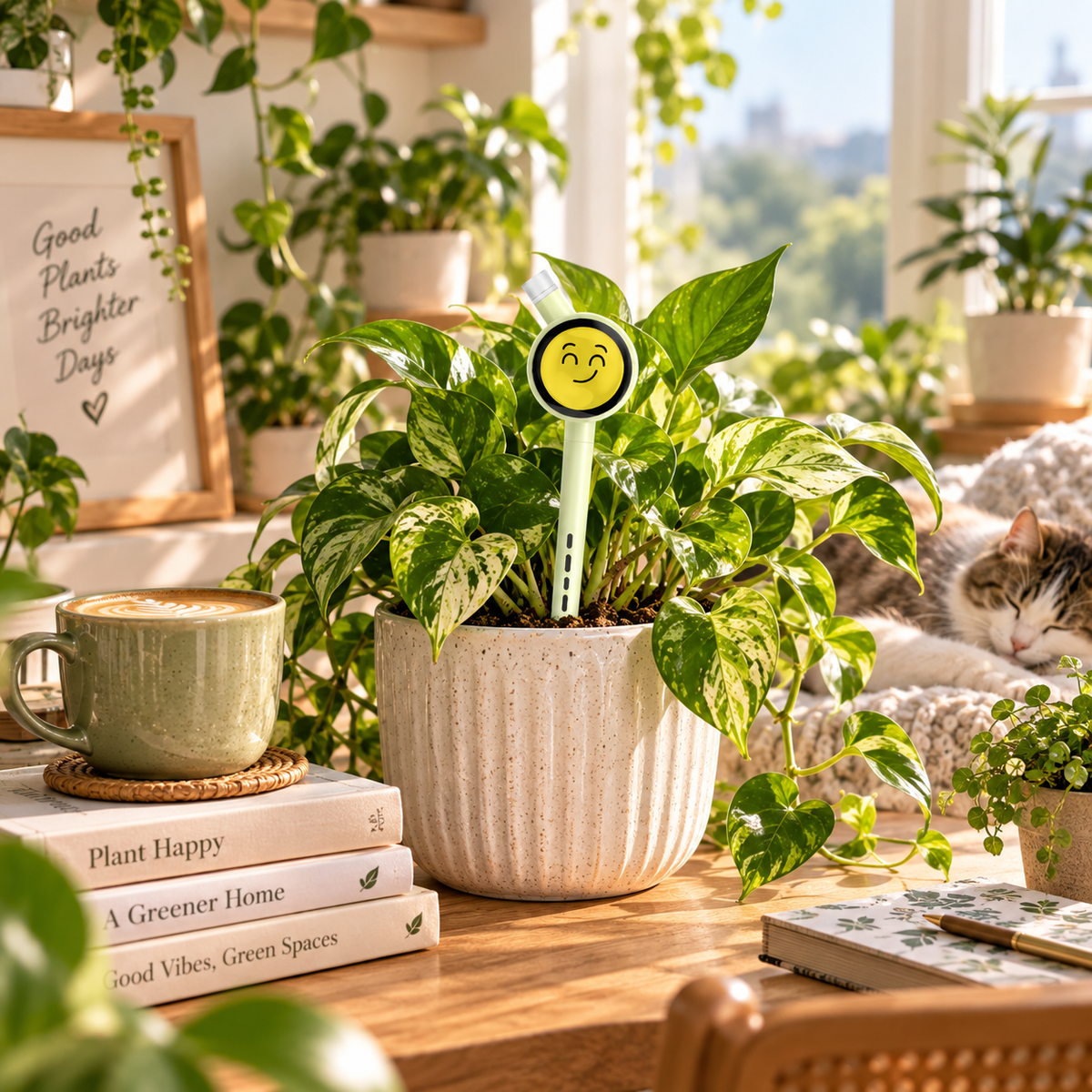 Smart Plant Care Sensor 4-in-1 Emoji Plant Monitor