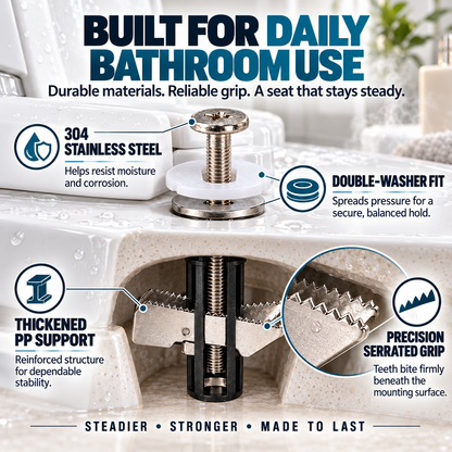 Universal Locking Toilet Seat Fixing Bolt 304 Stainless Steel Quick-Lock Kit with 2 Washers