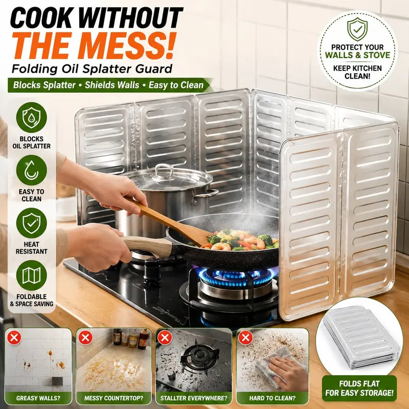 Foldable aluminum foil splatter shield - add a protective barrier to your cooking area!