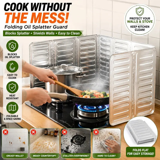 Foldable aluminum foil splatter shield - add a protective barrier to your cooking area!