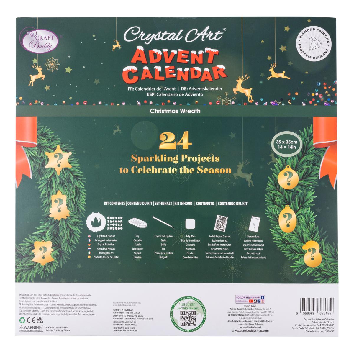 2026 Crystal Art Advent Calendar Christmas Wreath