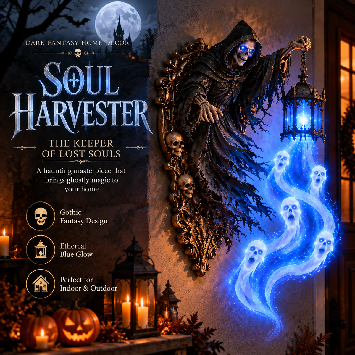 Soul Harvester Haunted Lantern Wall Decor