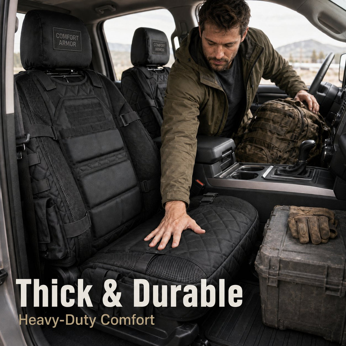 Military Style Auto Seat Protectors Universal Fit Heavy Duty Cushion For Long Drive Vehicle Owners