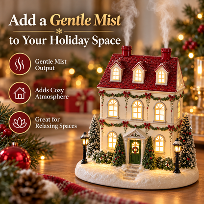 Lighted Christmas House Diffuser Cozy Holiday Cottage with Gentle Mist
