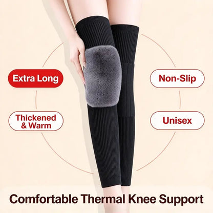 Fleece Knee Warmers Extended Thermal Knee Sleeves for Men & Women with Non-Slip Fit