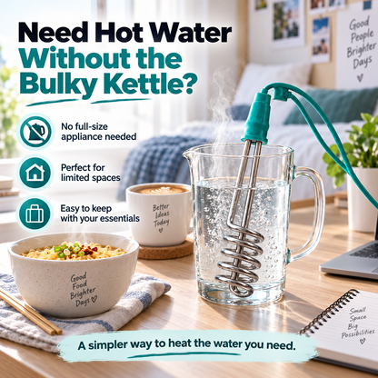 Portable Immersion Water Heater Compact Plug-In Design for Small Spaces