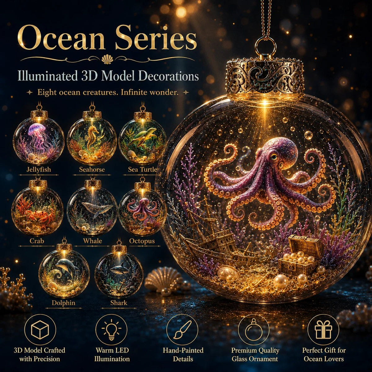 Ocean Series Illuminated 3D Model Decorations