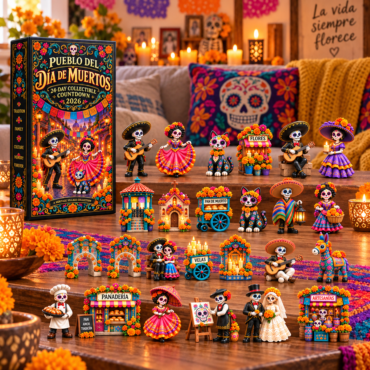 Pueblo del D a de Muertos 2026 24-Day Day of the Dead Collectible Countdown Calendar with 24 Unique Miniatures