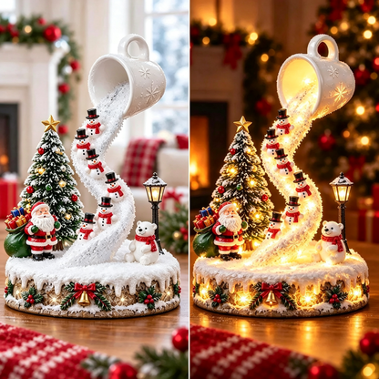 Lighted Christmas Snow Globe | Santa & Snowman Glowing Tabletop Ornament