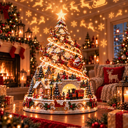 60, Christmas Village Projection Centerpiece 4 Themed Villages