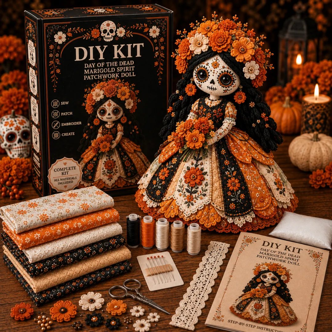 Halloween DIY Sewing Craft Kit Patchwork Hand-Stitching Set for Festive Home Decor