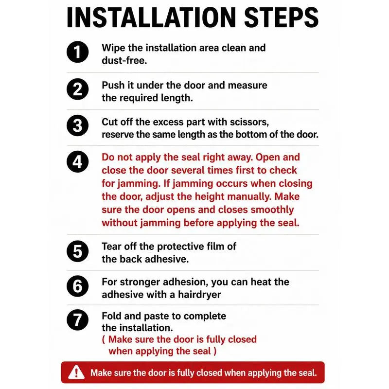 Triple Seal Under-Door Draft Stopper Self-Adhesive PVC Weather Strip