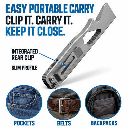 TC4 Titanium EDC Multitool with Pry Bar & Screwdriver Bits