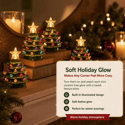 Mini 4.5-inch retro LED ceramic Christmas tree (lighted) suitable for holiday decor or as a gift
