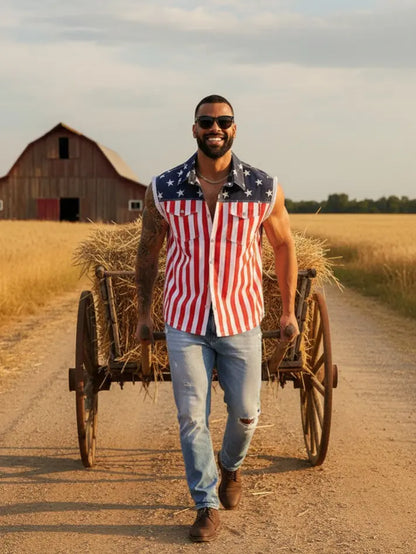 4th of July Men s and Women's American Flag Denim Vest