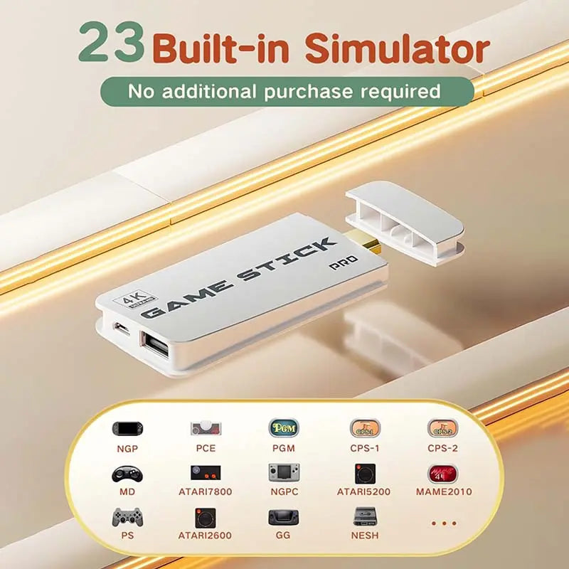 2026 Upgraded Retro Game Stick, 4K HDMI, 40000+ Classic Games, 23 Emulators, Dual Controllers