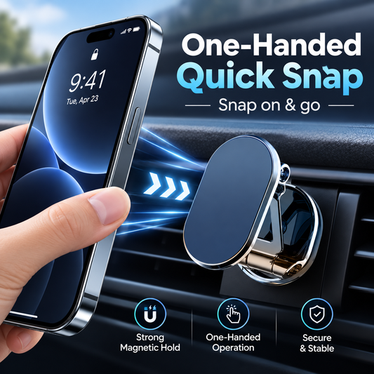 Foldable metal magnetic car phone holder - 360 rotating