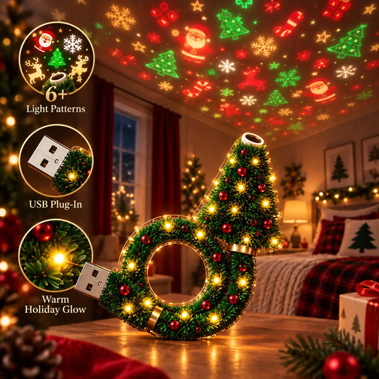 2026 USB Plug-In Christmas Projector Night Light, 6+ Holiday Pattern Ceiling Lamp